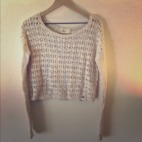 Hollister off the shoulder crochet sweater - Picture 1 of 3